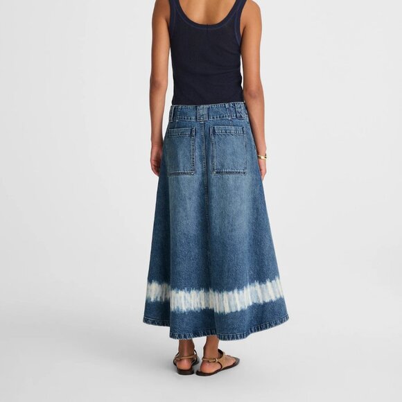 NWT Madewell Shibori Denim A-Line Midi Skirt Size 29 - Picture 4 of 5